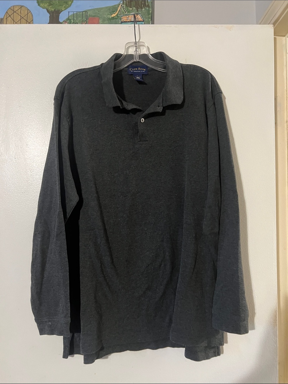 Club Room by Charter Club gray long sleeve polo shirt. 100% cotton